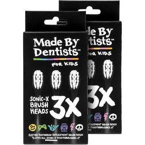 image:imageMade By Dentists Sonic X Replacement Heads  6 Brush Heads 2x3 Packs Soft Bristles for Kids and Teens 18 Months Supply Fits Only Sonic X Electric ToothbrushesBlack