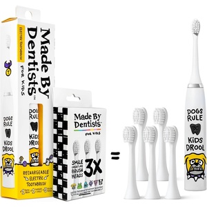 image:imageMade by Dentists Kids Electric Toothbrush  Rechargeable Vibrating Toothbrush with Timer Includes 6 Replacement Heads Gently Cleans Teeth Kid amp Toddlers Age 2 MonsterBulldog