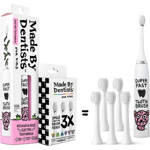 image:imageMade by Dentists Kids Electric Toothbrush  Rechargeable Vibrating Toothbrush with Timer Includes 6 Replacement Heads Gently Cleans Teeth Kid amp Toddlers Age 2 MonsterCheetah