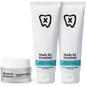 image:imageWhitening Powder  Enamel Toothpaste  Remineralizing Bundle with Hydroxyapatite  NonAbrasive Stain Removal with Pap amp Enamel Strengthening with Fluoride